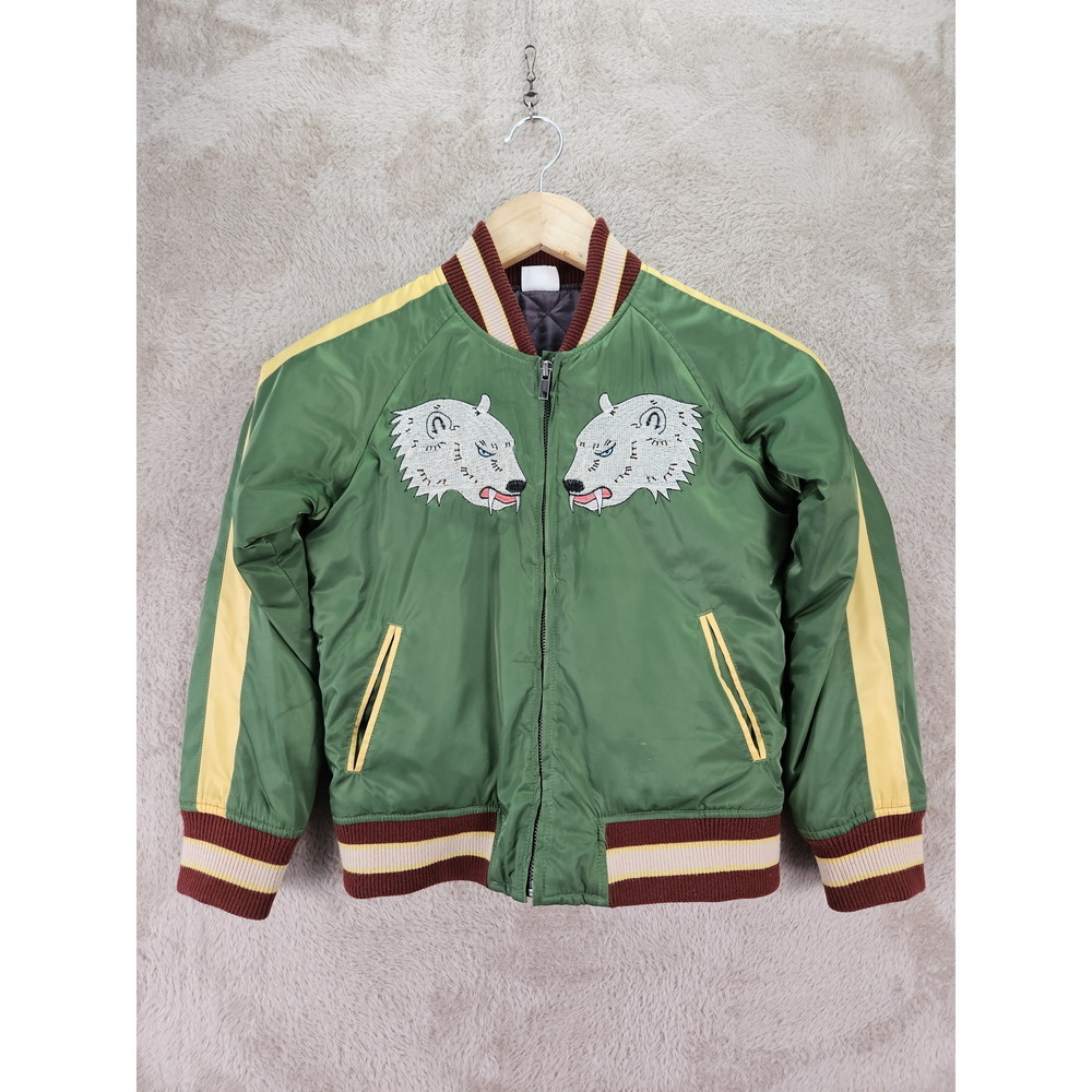 Sukajan Jacket Japanese Bomber Puffer Embroidered Alaska Polar Bear Motifs